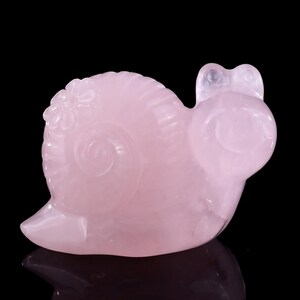 Rose Quartz Crystal Snail Sculpture: Hand Carved Home Decor
