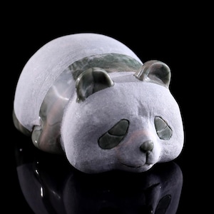 3,0 &quot;&quot;natürliche Jiulong Jade hand geschnitzte Kristall Panda Skulptur, einzigartige Kristall Schnitzerei für Wohnkultur & Sammler, handgefertigtes Geschenk.&quot;