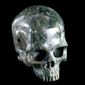 Jiulong Jade Crystal Skull Sculpture: Hand Carved Home Decor (2.9&quot;)