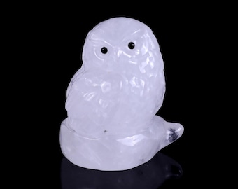 ロードクリサイトクリスタルフクロウ彫刻 　美品 アンゴラ産クォーツクリスタルフクロウ彫刻：手彫りホーム