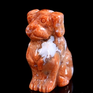 2.0” Natural Red Agate Hand Carved Crystal Dog Sculpture, Unique Crystal Carving for Home Decor & Collectors, Handcrafted Gift