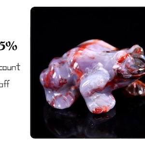 2.0” Natural Red Agate Hand Carved Crystal Frog Sculpture, Unique Crystal Carving for Home Decor & Collectors, Handcrafted Gift