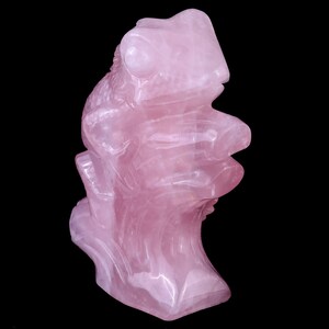Rose Quartz Crystal Lizard Sculpture: Hand Carved Home Decor (5.0&quot;)