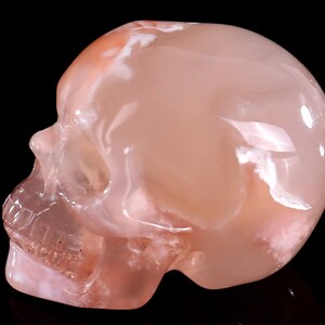 Sakura Agate Crystal Skull: Hand Carved Sculpture, Home Decor