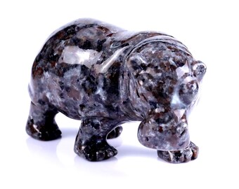 3.9” Natural Yooperlite Hand Carved Crystal Hippo Sculpture, Unique Crystal Carving for Home Decor & Collectors, Handcrafted Gift