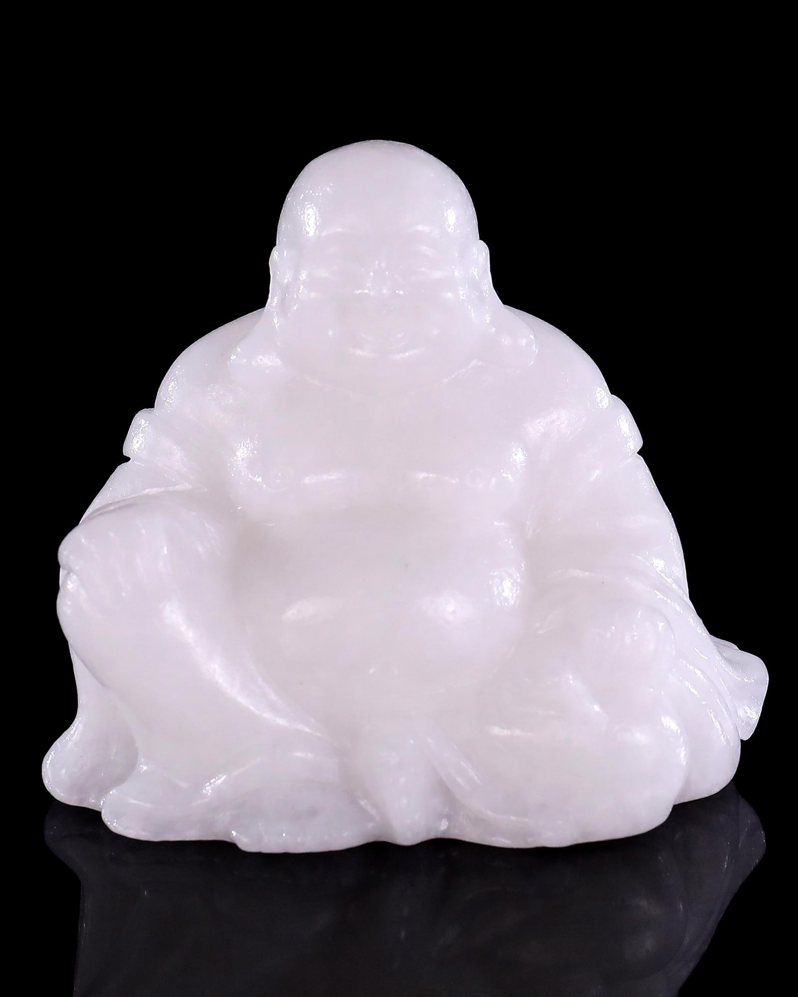 手彫りの白翡翠仏像：室内装飾ギフト（3インチ） - Etsy 日本