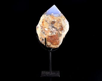 Blue Chalcedony Crystal Point: Polished Healing Stone, Home Decor (9.3")