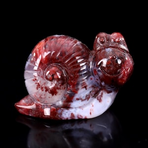 2.0” Natural Red Agate Hand Carved Crystal Snail Sculpture, Unique Crystal Carving for Home Decor & Collectors, Handcrafted Gift