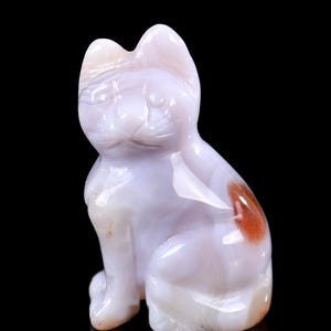 2.0” Natural Red Agate Hand Carved Crystal Cat Sculpture, Unique Crystal Carving for Home Decor & Collectors, Handcrafted Gift