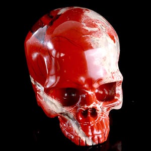 Red Jasper Crystal Skull: Hand Carved Sculpture, Home Decor