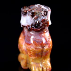 2.0” Natural Red Agate Hand Carved Crystal Dog Sculpture, Unique Crystal Carving for Home Decor & Collectors, Handcrafted Gift