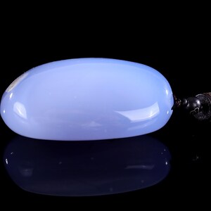 Piedra de palma pulida de calcedonia azul natural de 2,7&quot;, tallada a mano, cristal único para coleccionistas, regalo artesanal.