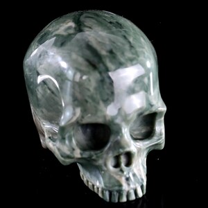 Jiulong Jade Crystal Skull Sculpture: Hand Carved Home Decor (2.9&quot;)