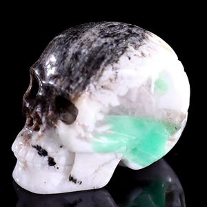 1.4” Natural Emerald Hand Carved Crystal Skull Sculpture, Unique Crystal Carving for Home Decor & Collectors, Handcrafted Gift