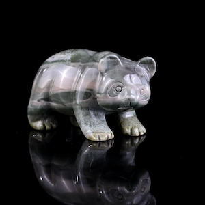 3,0 &quot;&quot;natürliche Jiulong Jade hand geschnitzte Kristall Panda Skulptur, einzigartige Kristall Schnitzerei für Wohnkultur & Sammler, handgefertigtes Geschenk.&quot;