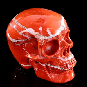 Red Jasper Crystal Skull Sculpture: Hand Carved Home Decor (4.4 inch