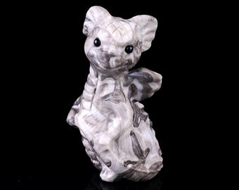 Hand Carved Black Crazy Agate Crystal Baby Dragon Sculpture