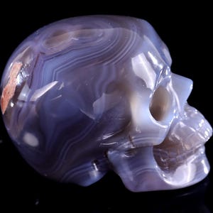 Agate Crystal Skull: 3.0&quot; Hand-Carved Hot Lava Stone Sculpture