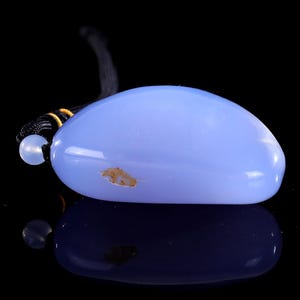 Piedra de palma pulida de calcedonia azul natural de 2,6&quot;, tallada a mano, cristal único para coleccionistas, regalo artesanal.