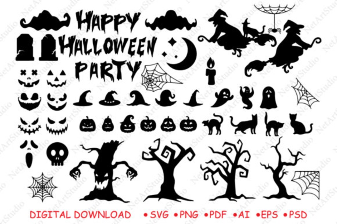 Happy Halloween Party Svg Spooky Svg Bundle Digital Download Etsy