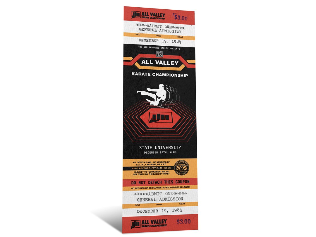 Karate Kid Movie Tickets. All Valley Championship Tickets 1984. Limited ...