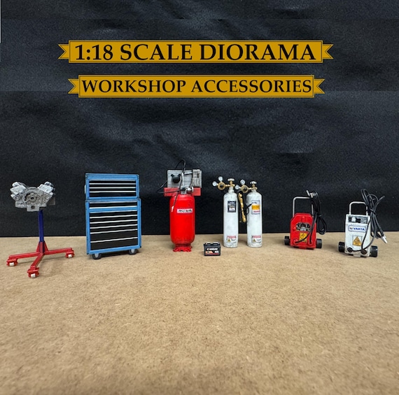 Accesorios De Garaje Escala 1:18 – Elevador Y Cambiador De Neumáticos – Set Para Dioramas De Taller De Coches