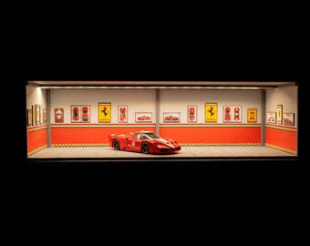 Handmade 1:43 Ferrari Garage Diorama With LED Lights | Luxury