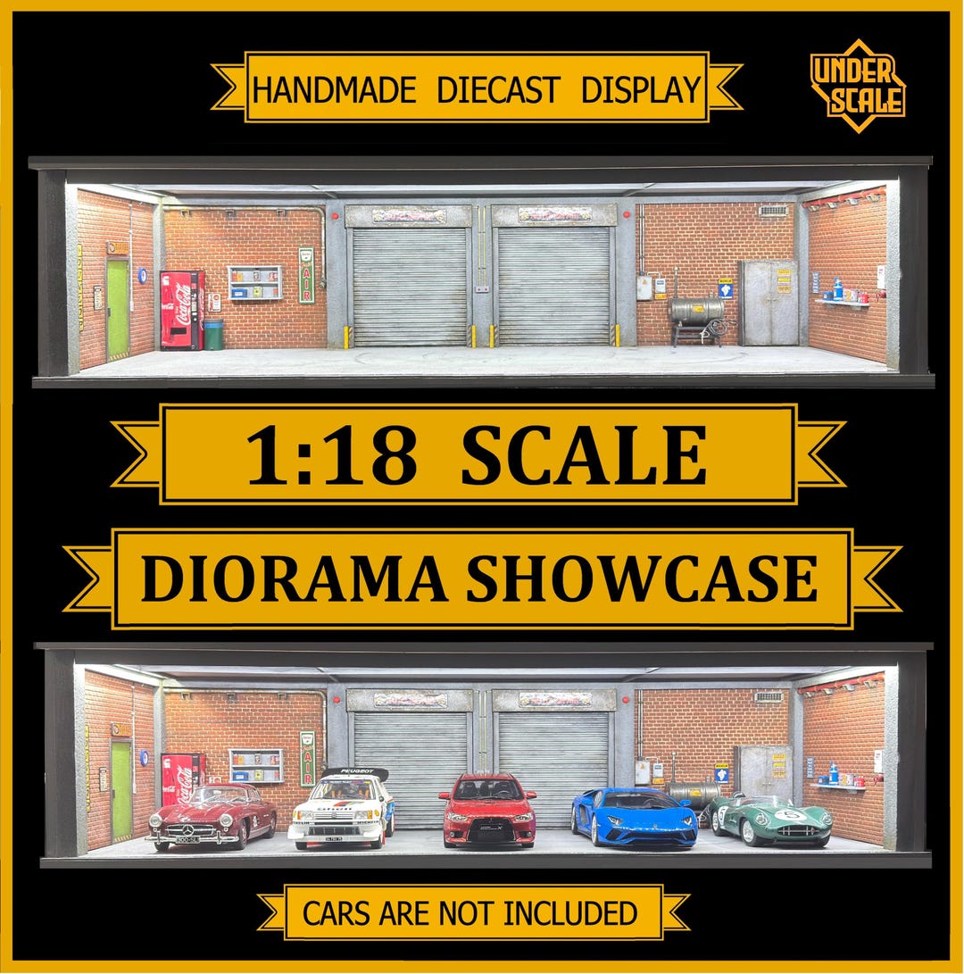 1:18 Scale Garage Diorama | Model Car Display Case | Handmade