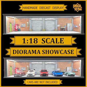 1:18 Scale Garage Diorama | Model Car Display Case | Handmade Miniature Workshop for Collectors