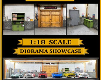 1／18サイズ　ガレージジオラマ 1:18スケールの工業用ガレージジオラマ - 都市型レンガ工房の展示
