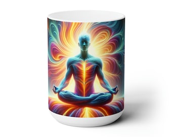 Inhale Courage, Exhale Fear Ceramic Mug 15oz - Inspirational Meditation Design