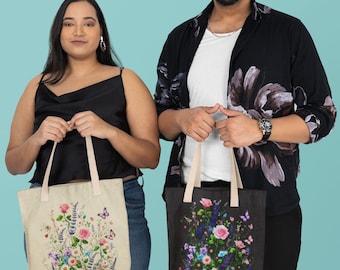 Floral Garden Cotton Canvas Tote Bag | Reusable Eco-Friendly Shopping Bag | Beautiful Nature-Inspired Design"    Cotton Canvas Tote Bag