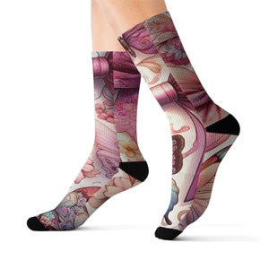 Elegant Pink Butterfly Socks for Women - Coquette Collection Gift