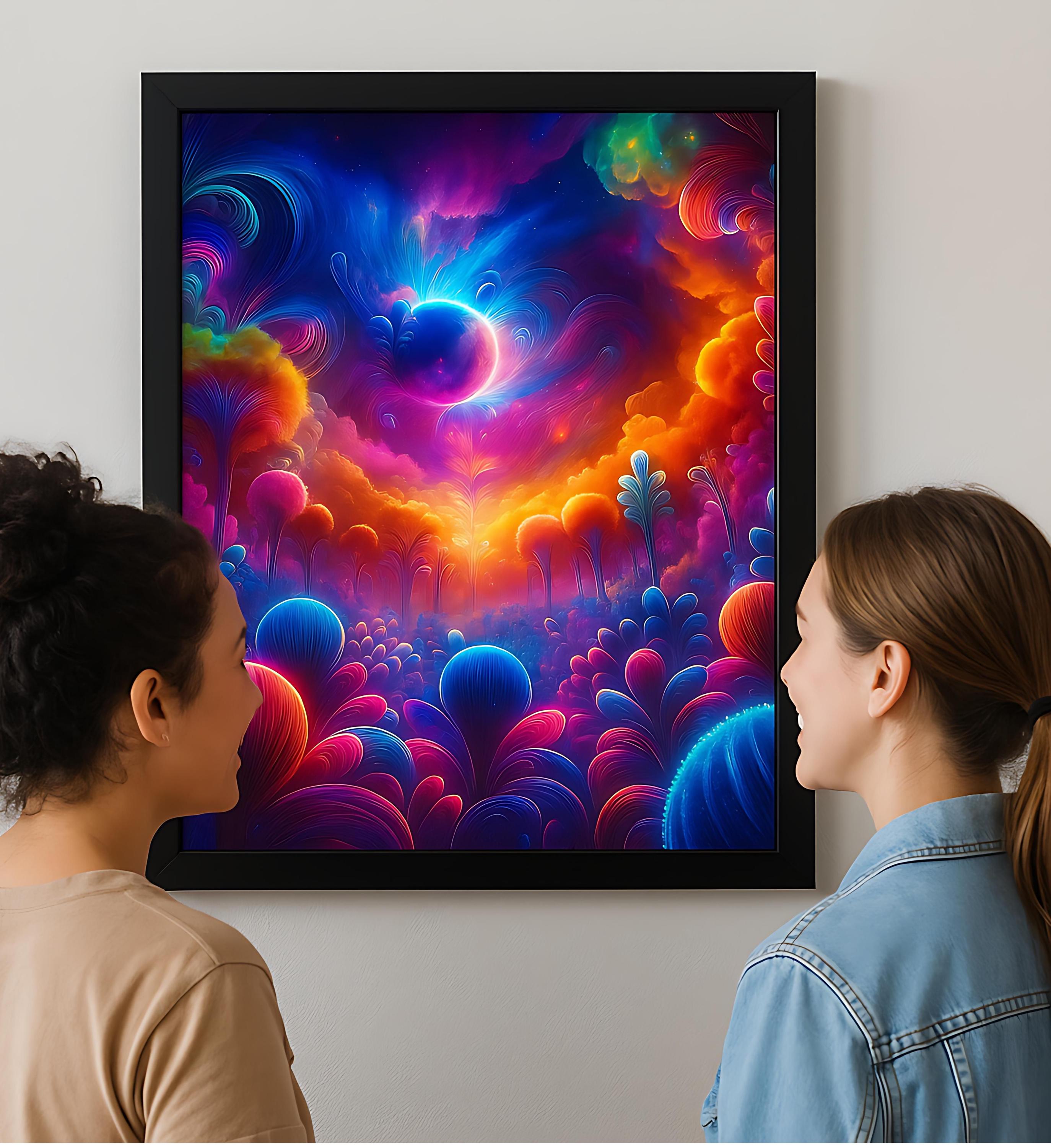 Cosmic Garden Digital Wall Art | Psychedelic Galaxy Landscape Print ...