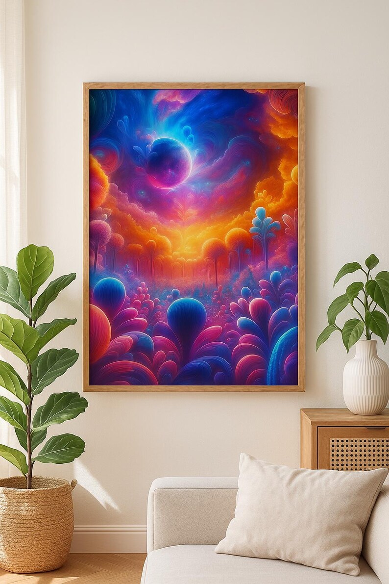 Cosmic Garden Digital Wall Art | Psychedelic Galaxy Landscape Print ...
