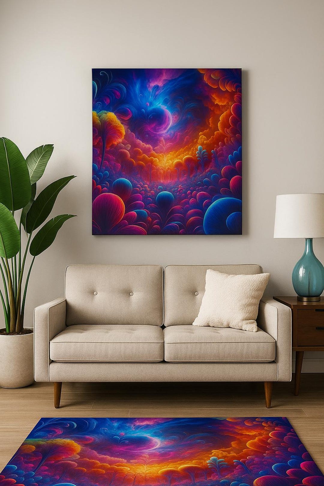 Cosmic Garden Acrylic Wall Art – Glowing Psychedelic Fantasy Print ...