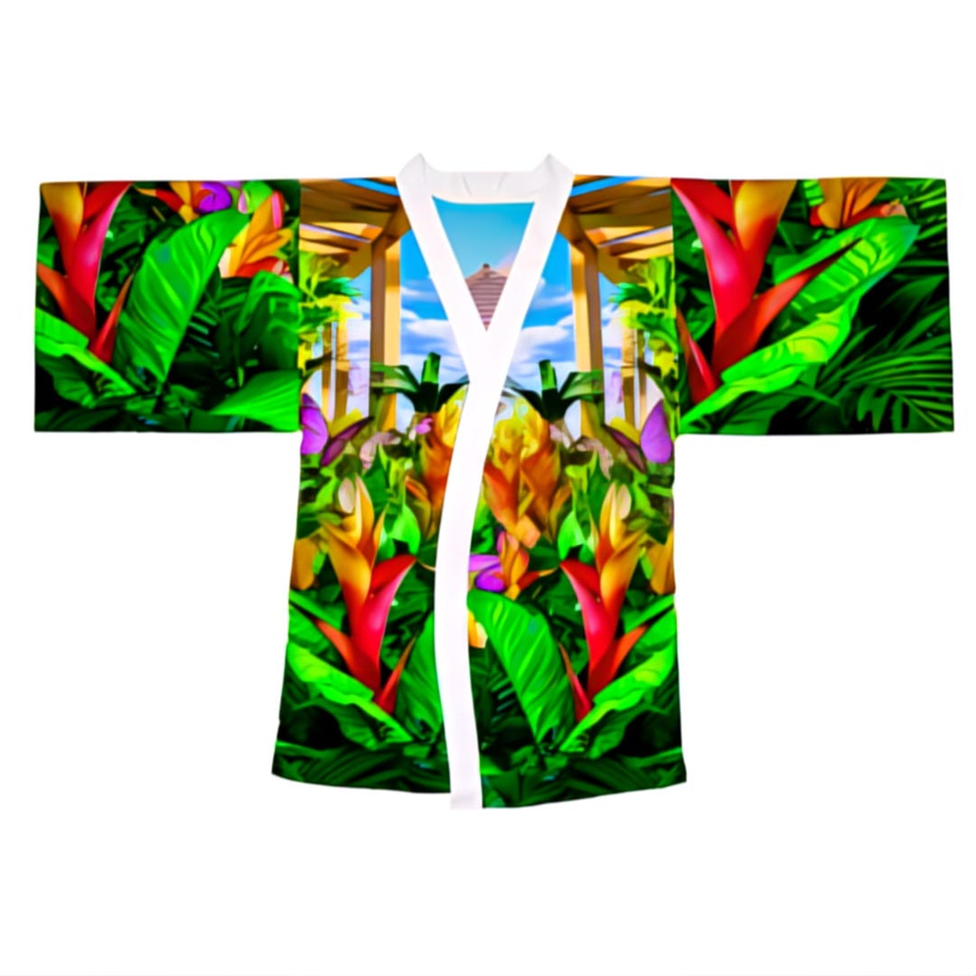 Tropical Kimono Robe - Ideal Beach and Vacation Cover-up Long Sleeve ...