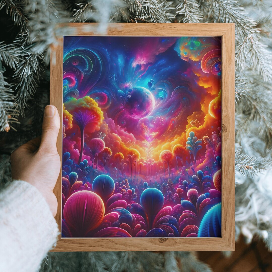 Cosmic Garden Digital Wall Art | Psychedelic Galaxy Landscape Print ...