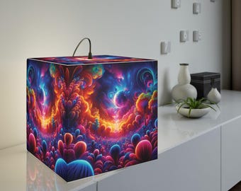 Cosmic Garden Cube Lamp – Psychedelic Galaxy Light for Dorms, Bedrooms, Meditation Spaces, Teen Decor, and Gamer Rooms
