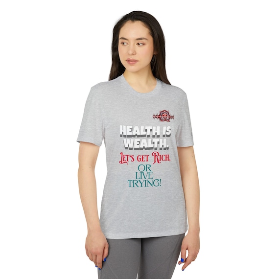 Customized Adidas Health is Wealth T shirt Motivational Fitness Apparel With Heartbeat Logo Etsy
