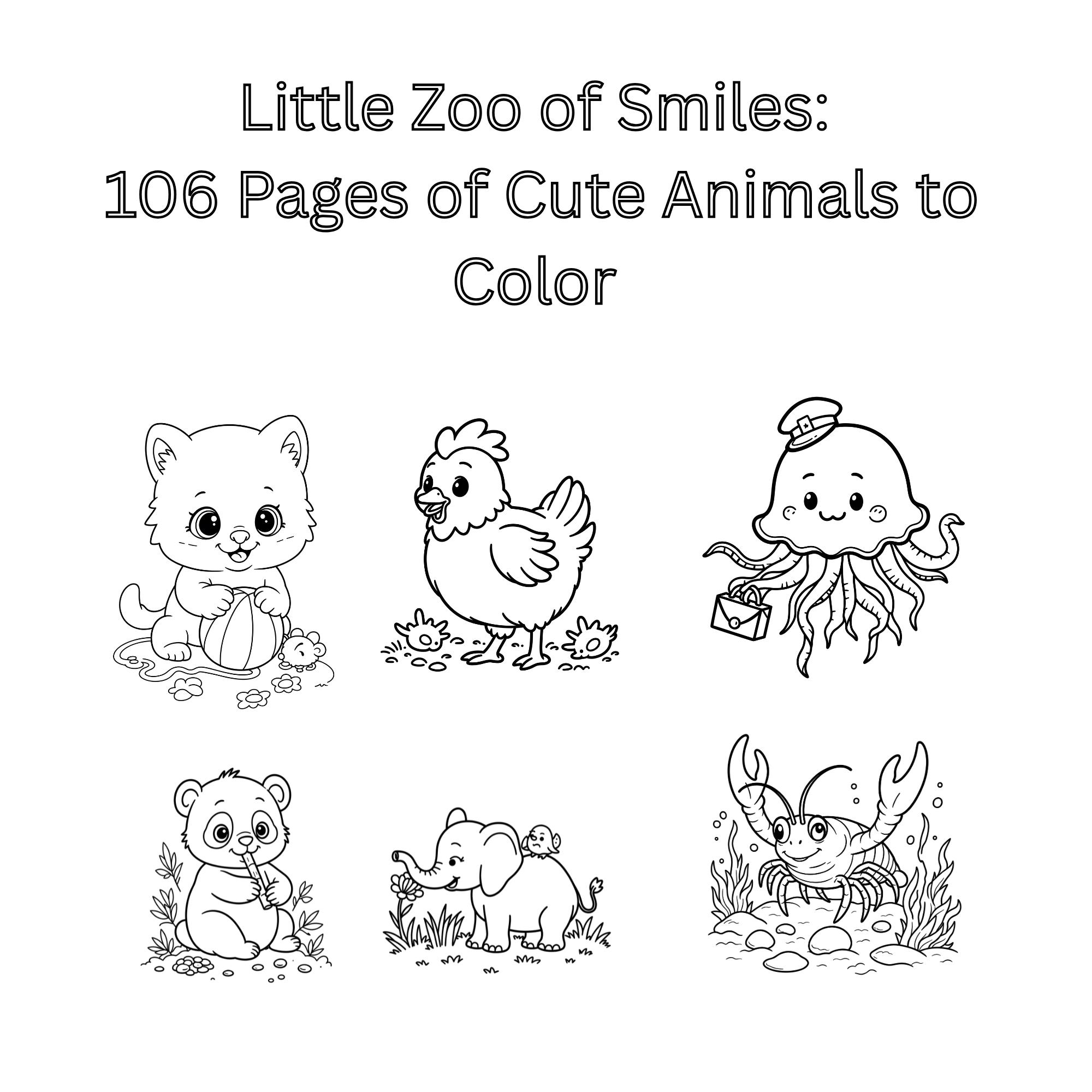 106 Cute Animal Coloring Pages for Kids – Printable PDF | Adorable ...