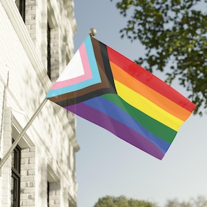 LGBTQIA+ Rainbow Progress Pride Flag, LGBTQ+ Pride Flags, Wall Art, Room Decor, Pride Decor, Home Decor, LGBT Gift, Rainbow Gay Pride Flag