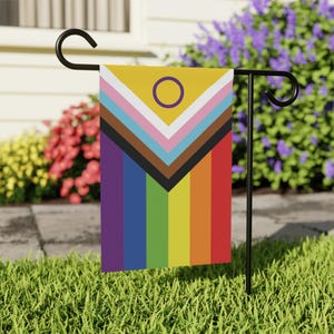 Intersex Inclusive Pride Garden Banner, LGBTQIA+ Decorative Yard Flag, LGBTQ+ Pride House Banner, Decor, LGBT Gift, Rainbow Pride Banner