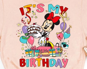 Custom Disney Mickey and Friends Balloon It's My Birthday Presents T-shirt | All Characters Birthday Party Squad Family Matching Tee