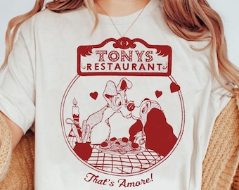 Vintage Lady And Tramp Tony'S Restaurant Shirt | Disney Valentine'S Day Tshirt | Valentine Couple Matching Tee | Disney World Couple Trip