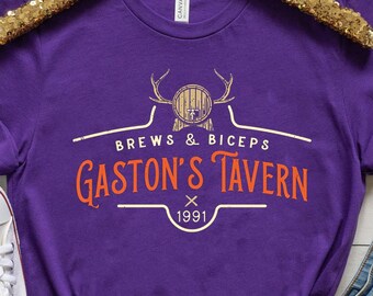 Vintage Beauty And The Beast Shirt | Brew And Biceps Gaston'S Tavern 1991 T-shirt | Disney Villains Tee Disney Outfits | Walt Disney World
