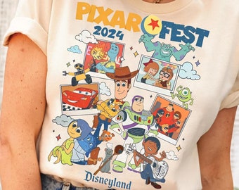 Camiseta de grupo de personajes de Disney Pixar / Camiseta de Inside Out, Monster Inc., Toy Story Land / Fiesta de juegos Pixar Fest Pals 2026 / Magic Kingdom
