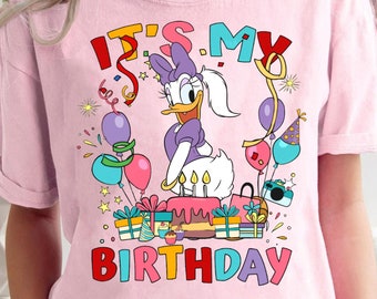 Custom Disney Mickey and Friends Balloon It's My Birthday Presents T-shirt | All Characters Birthday Party Squad Family Matching Tee