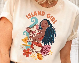 Cute Disney Moana And Pua Pig Island Girl Shirt | Retro Disney Moana Princess T-Shirt | Disneyland Matching Tee | WDW Magic Kingdom Family