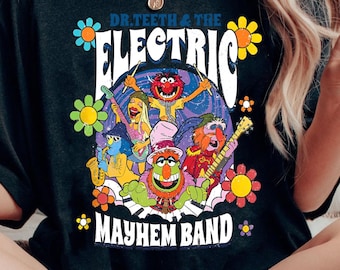 Moletom retrô da banda de rock Doctor Teeth and the Electric Mayhem | Camiseta do Show dos Muppets da Disney | Camiseta combinando para a família Disney | Viagem à Disneylândia